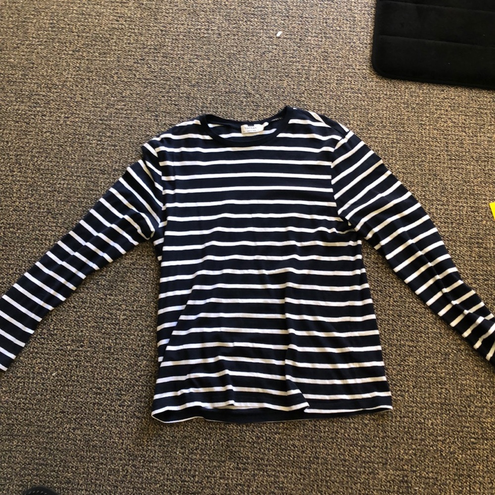 Topman Navy striped long sleeve shirt